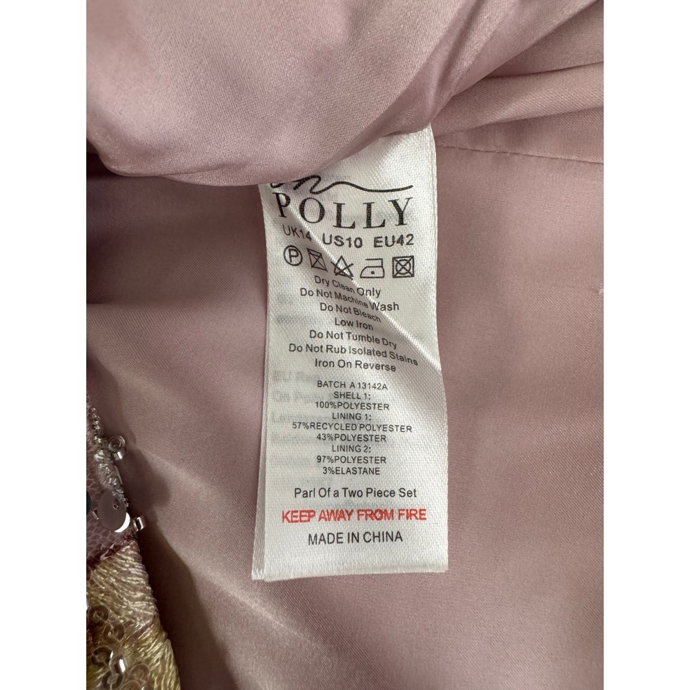 Oh Polly Floral Embroidered Sequin Mini Dress Strapless Lace Up Back Pink US 10 - Picture 9 of 10
